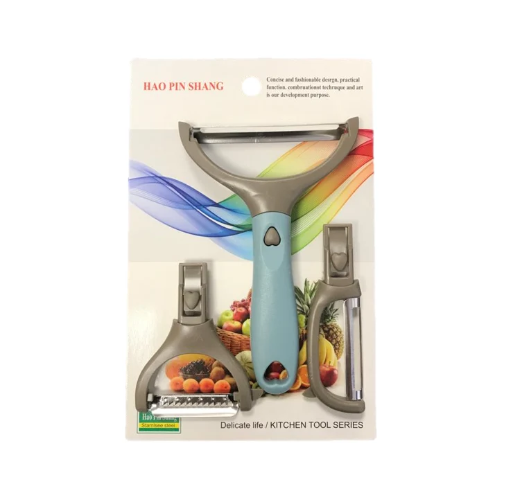 Steel Handheld Vegetable Peeler with 2 Attachments 16 cm Assorted Colours