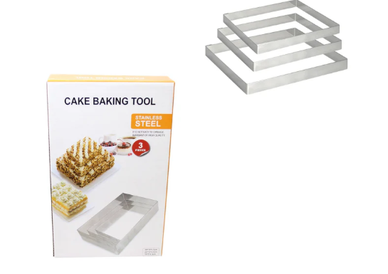 Stainless Steel Cake Baking Tool Rectangle Mould 25cm 20cm 15cm 5917