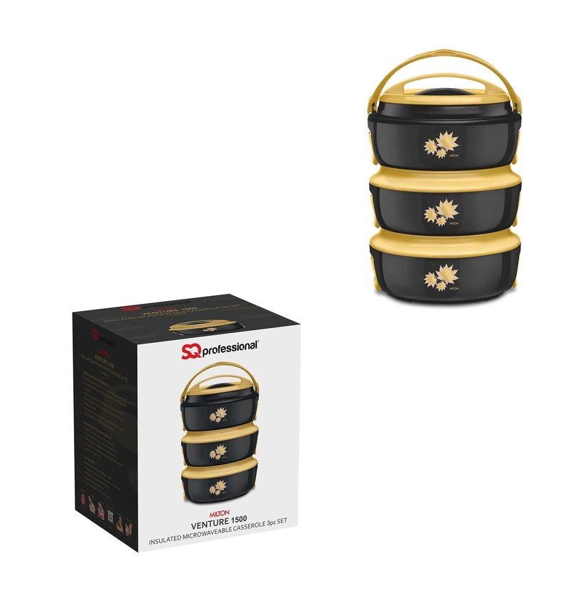 SQ Professional Venture Insulated Hot Pot Set of 3 Black 1.5L