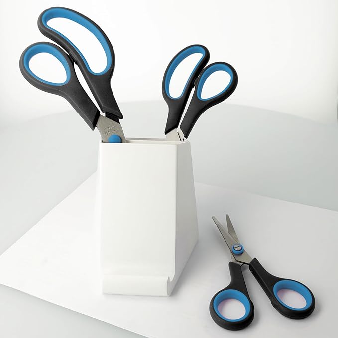 Westcott Easy Grip Scissors 3 Pieces Black | Set of 3 Universal Scissors with Comfort Grip | Extra Sharp & Durable Stainless Steel Blade | for Crafting, Household & Office | N-90027 00