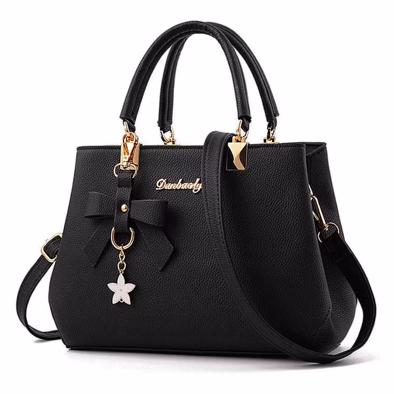 Women's PU Leather Handbags, New Top Handle Shoulder & Messenger Bag with Exquisite Metal Pendant, Fashion Tote for Casual & Work