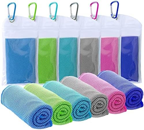 Cooling Towel Workout, Gym, Fitness, Golf, Yoga, Camping, Hiking, Bowling, Travel, Outdoor Sports Towel for Instant Cooling Relief (6 Packs)