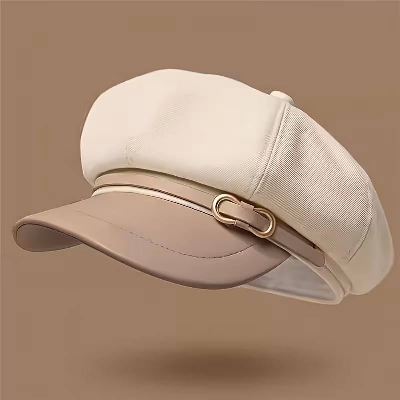 One Vintage-Inspired Women'S Newsboy Cap, Featuring a Casual Painter Beret Design with Buckle Accents, Made from Breathable Non-Stretch Material, Suitable for Hand Washing Or Dry Cleaning, Perfect for Any Occasion