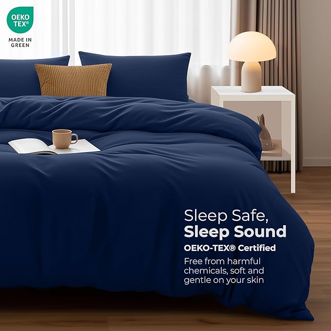 Utopia Bedding Duvet Cover Set - Soft Microfiber Duvet Cover 200x200cm with Pillowcases 50x75cm - Bedding Duvet Cover Set - Navy Blue
