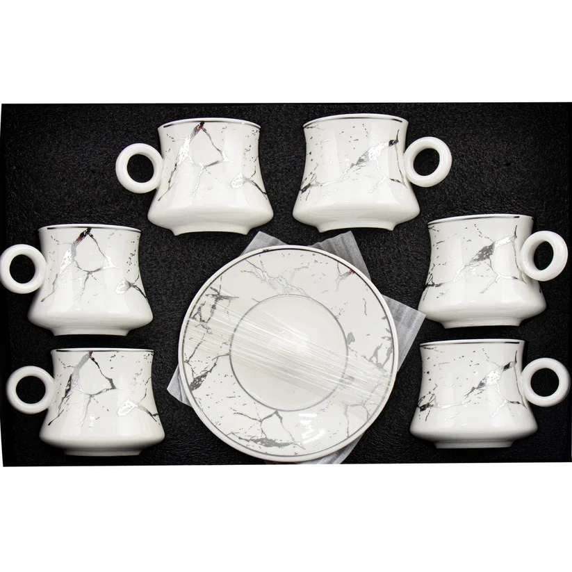 Durane Raku Tea Set 12pc White-Silver 175ml