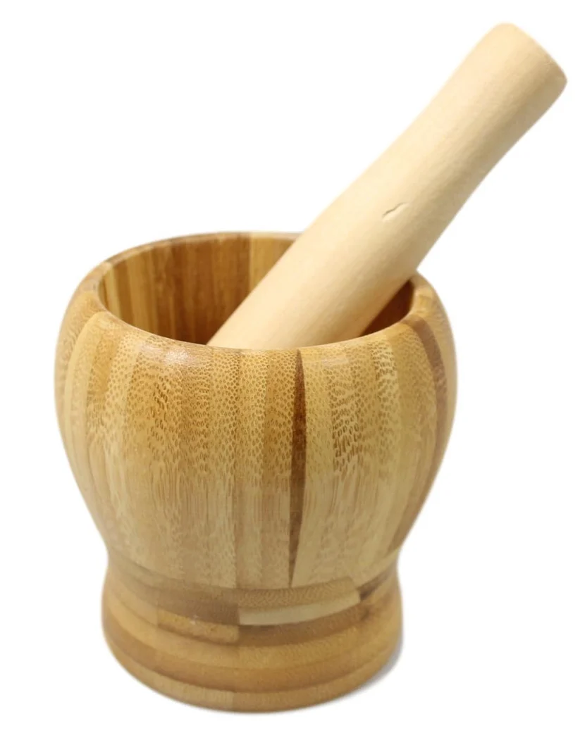 Kitchen Garlic Spices Wooden Mortar and Pestle 9.3 x 10cm