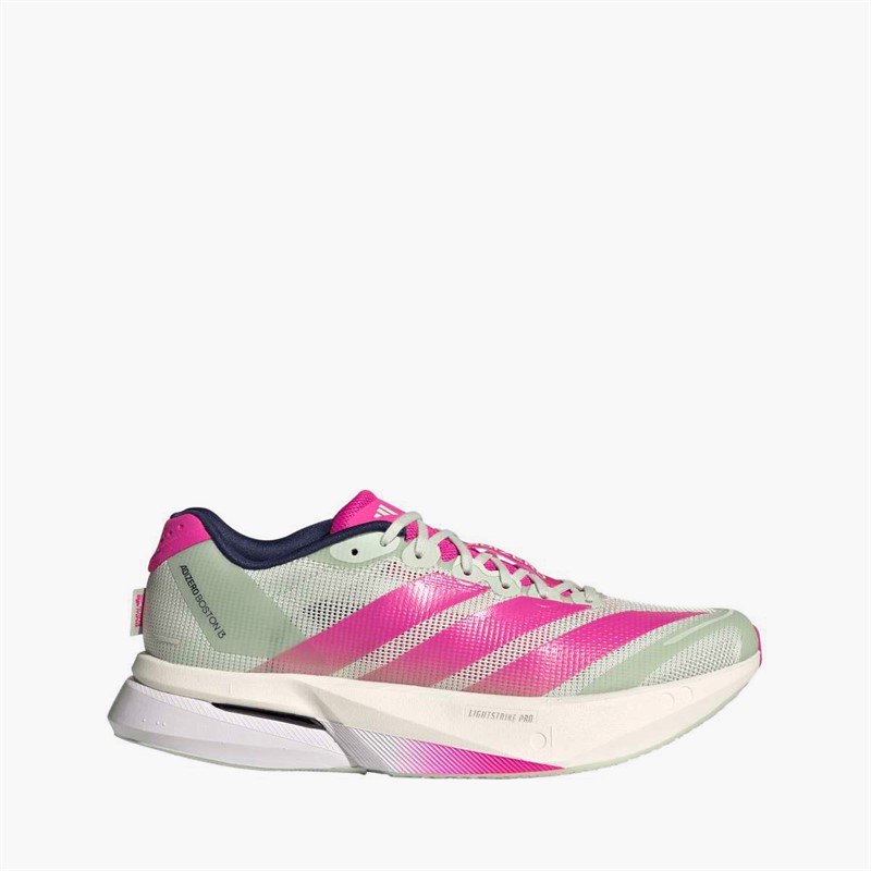 Womens Adizero Boston 13 BMW Berlin Marathon 2025 Neutral Running Shoes Linen Green/​Shock Pink/​Dark Blue