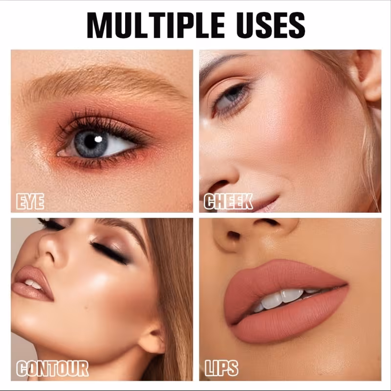 K'APEINE 4-Color Blush & Contour Palette | Creamy & Buildable Formula, Versatile Matte & Shimmer Finishes for Blush, Contour, Highlight, Long-Lasting for All Skin Tones, Perfect for Everyday & Special Occasions