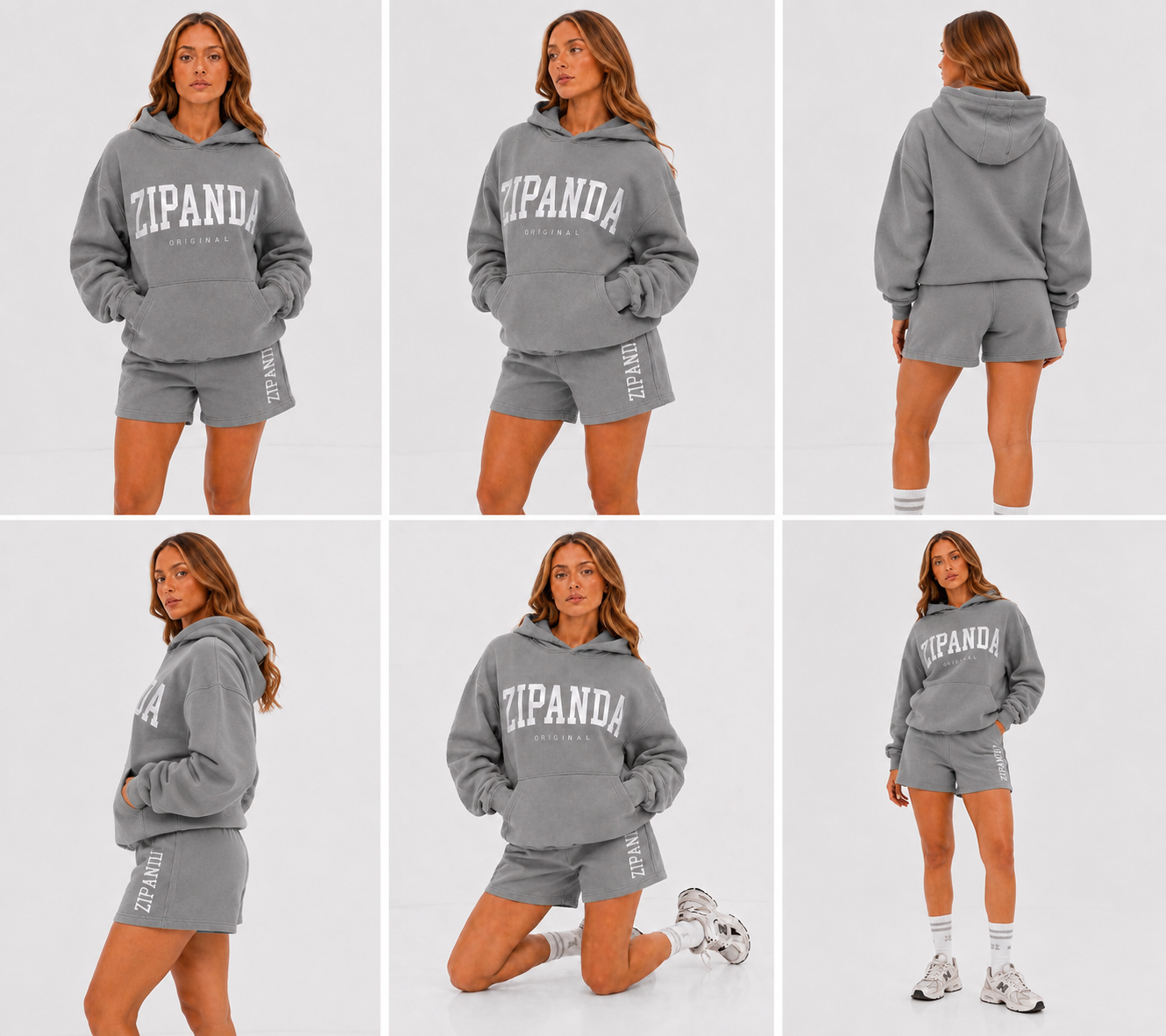 ZIPANDA Original Women's Oversized Hoodie & Leggings Co-Ord Set – Grey Fleece Lounge & Activewear Set