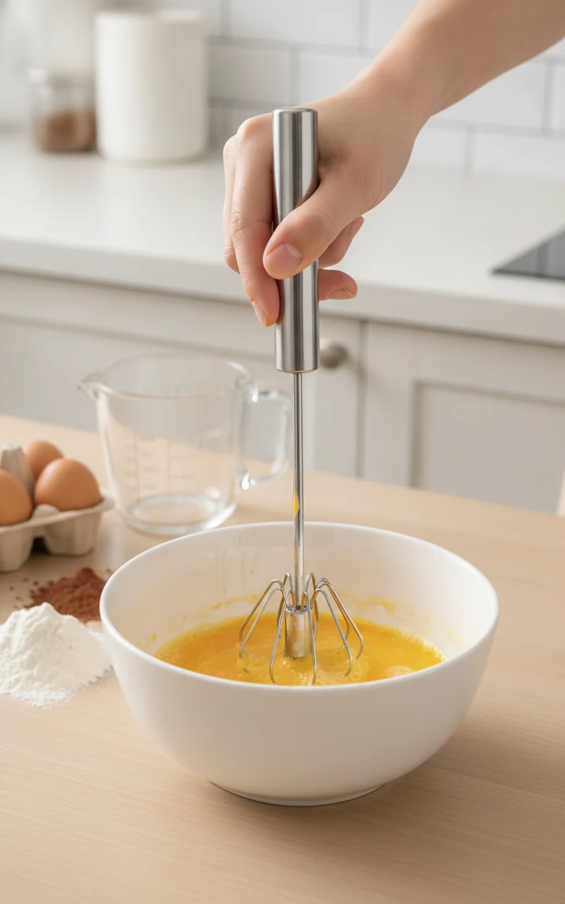 Metal Hand Press Egg Whisk Beater, 30 cm