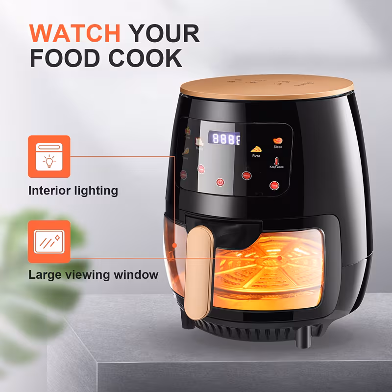 Air Fryer 6L Transparent New Large Capacity Touch Screen Multifunction Home Kitchen Appliance All-in-one Oven for Grilling, Baking, And Frying. Glass Material, Safe, Oil-free, A Healthy Choice for Weight Loss. A Must-have Gift