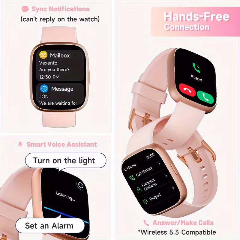 TOOBUR Smartwatch For Both Men And Women, Answer/Make Calls, Sleep Tracker, Pedometer, 100+Sports Modes, 1.83-Inch Touch Screen, Indoor Cycling, Compatible With Android And IPhone, Gift For Family& Frends