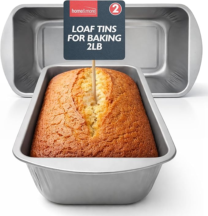 SOL 2lb Loaf Tin Set of 2 Non Stick Bread Loaf Tins for Baking 21 x 11 x 6.4cm Durable Oven Safe Cake Bakeware for Home Kitchen Sponges Desserts Meat Preparation Easy Release
