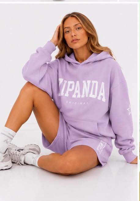 ZIPANDA Original Women's Oversized Hoodie & Leggings Co-Ord Set – Black Fleece Lounge & Activewear Set- purple