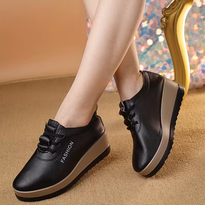 Platform Single Shoes Women 2025 Spring And Autumn New Height Increasing Casual Korean Version Soft Sole Mother Women'S Shoes Sponge Cake Shoes, Women Shoes