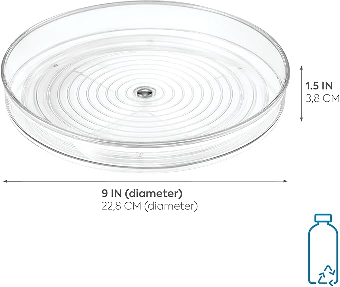 iDesign Rotatable Spice Rack, Small Plastic Kitchen Cupboard Storage for Spices and Condiments, Rotating Spice Jars Holder for Kitchen and Pantry, Clear