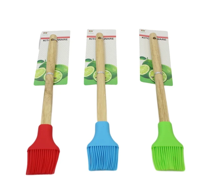 Kitchen Silicone Pastry Brush Wooden Handle 30 cm Assorted Colours