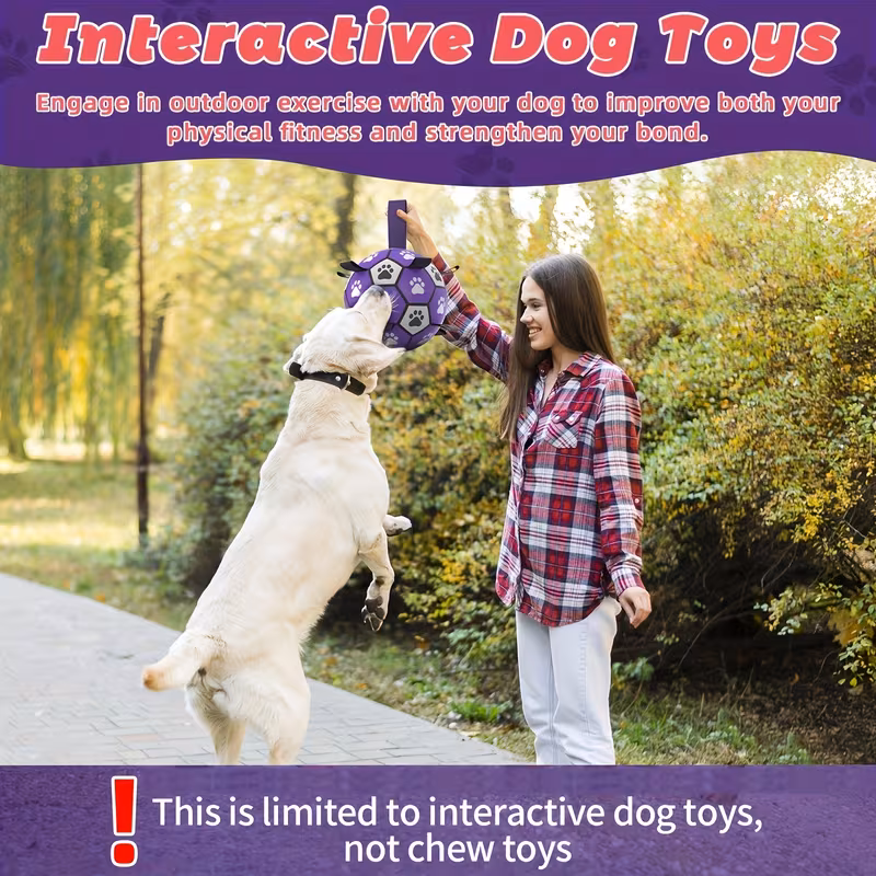 Dog Toys Soccer Ball with Straps, Durable Interactive Training Dog Soccer Ball for Small Medium Large Dogs Breed
