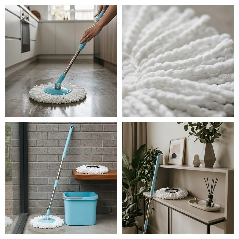 Replacement Round Spin Microfibre Refill Mop Head 16.5cm