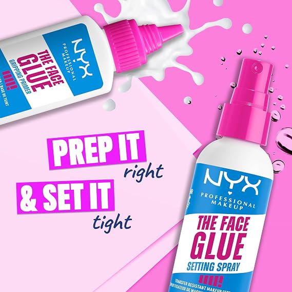NYX Professional Makeup Primer, The Face Glue Primer, Gripping Primer for Face, Up to 24 Hour Hydration and Makeup Wear, Polyglutamic Acid, Non-Comedogenic, 35ml