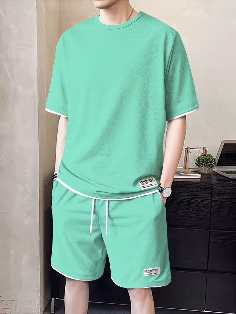 Cross-border Men's Casual Sportswear Top and Bottom Set