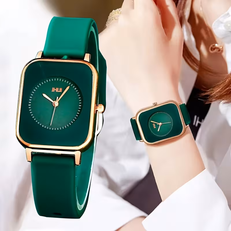 Women'S Fashionable Casual Business Quartz Watch, Analog Dial, Silicone Strap, Alloy Case, Button Battery (Box Not Included)
