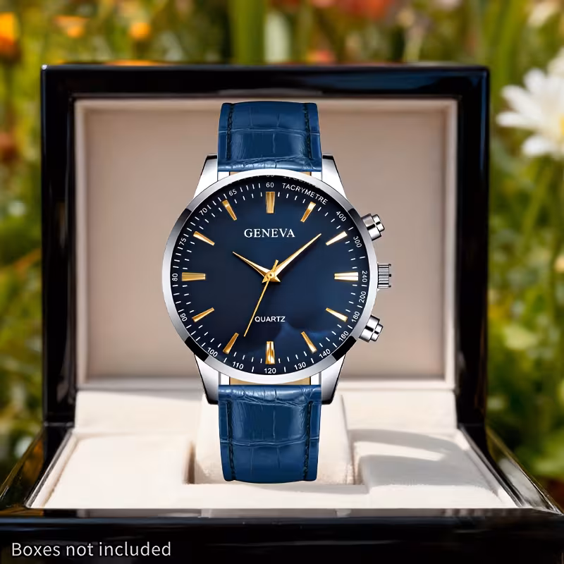 1pc Vintage Men's Faux Leather Strap Quartz Watch, Featuring a Classic Round Dial with Engraved Numerals, Powered by a Button Cell Battery. Its Casual yet Professional Minimalist Design Makes It Suitable for Various Occasions. An Ideal Gift