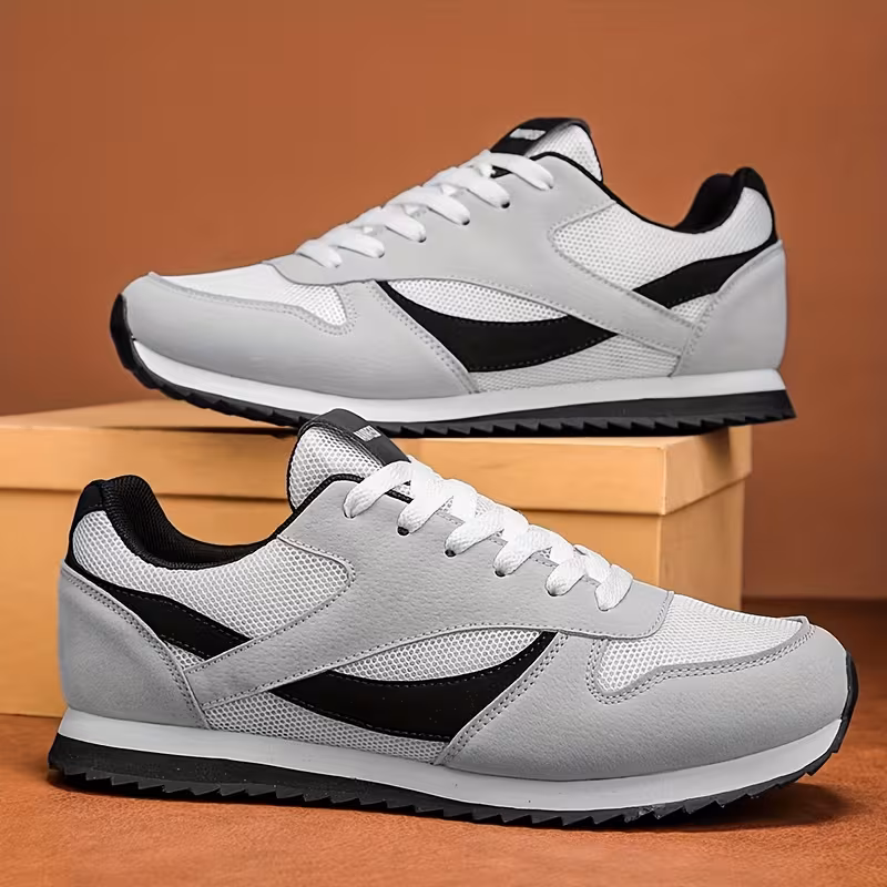 Neutral Classic Retro Low-Top Sneakers - Breathable Fabric Upper, Eva/Rubber Sole, Slip-Resistant Cushioning Sole, Breathable PU Upper And Fabric Lining, Lightweight Eva/Rubber Outsole - Suitable for Fitness, Jogging, Casual Wear, Lace-Up Sneakers