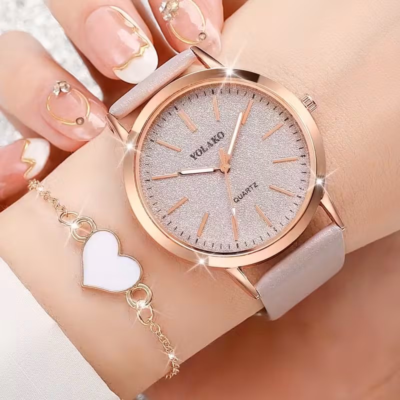 Women'S Belt Easy Casual Frosted Scale Dial Quartz Watch And 2pcs/Set Does Not Include Watch Box