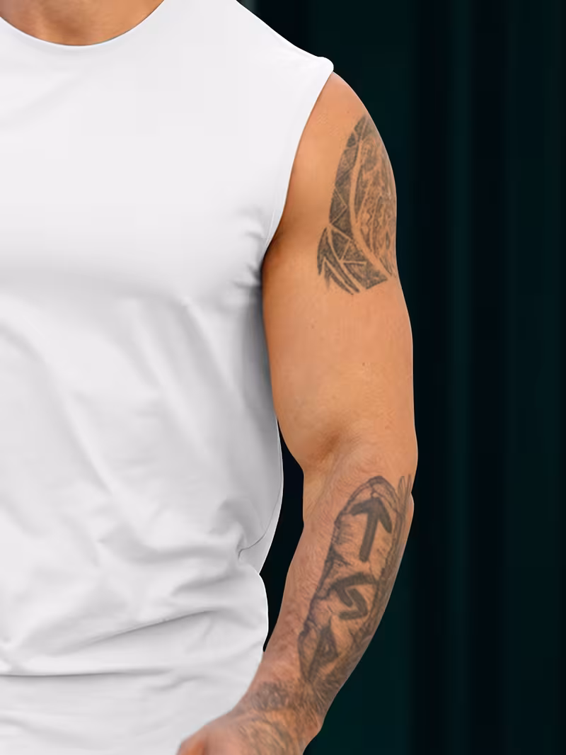 Men's Fashionable Minimalist Letter Print Vacation Streetwear European/American Style Round Neck Tank Top