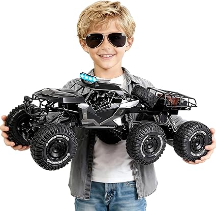 Black RC Cars Large 6 Wheels RC Monster Truck 70CM 2.4GHZ Remote Control Car 4WD Off-Road Radio Controller Cars Monster Truck, Metal Shell with 2 Batteries For Kids,Multiplayer Play